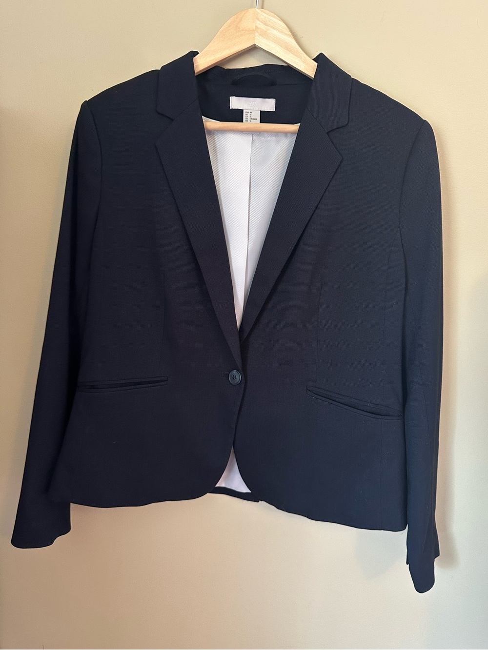 H&M Textured Navy Classic Blazer Women’s Sz 14